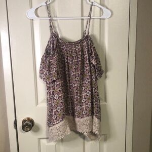 Floral Off-Shoulder Top with Lace Trim